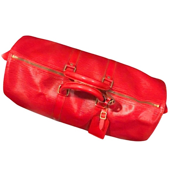 LOUIS VUITTON Red Epi Leather Keepall 50 Boston Travel Duffle Bag LV 50 - Picture 5 of 17